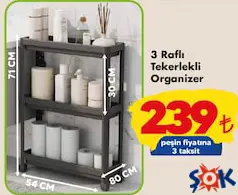 3 RAFLI TEKERLEKLİ ORGANİZER fiyat ve kampanya bilgisi